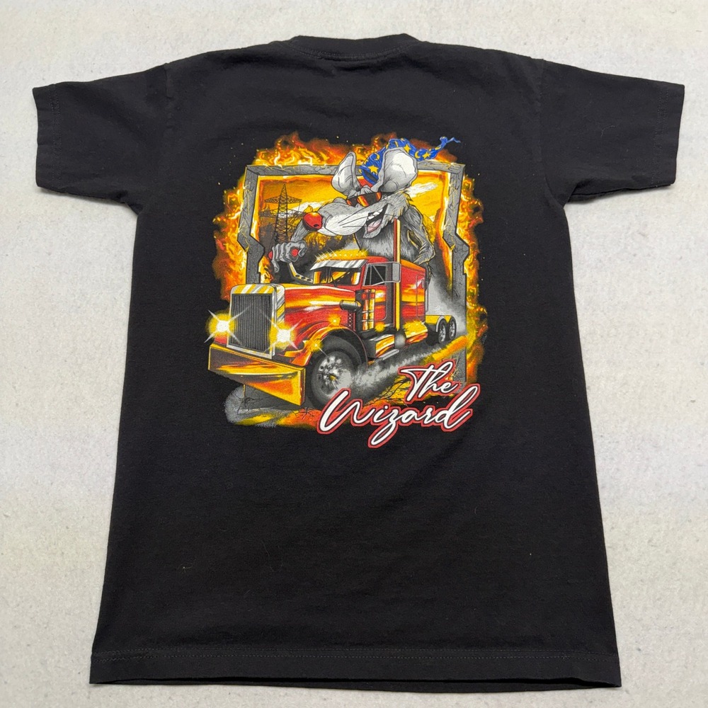 Vintage Bayside Elite Diesel Service Rat The Wizard Trucking T-Shirt Black Small